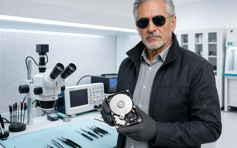 Especialista do Ronin Perito Digital no laboratório de recuperação de dados