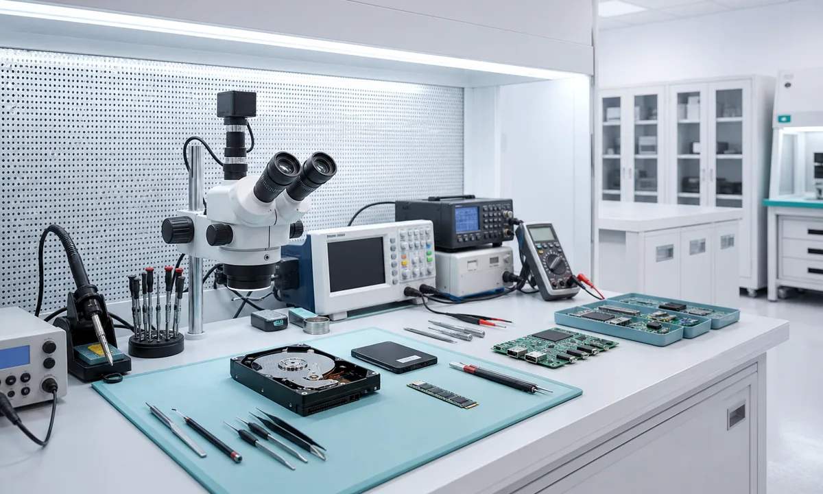 Laboratório clean do Ronin Perito Digital para recuperação de dados e eletrônica